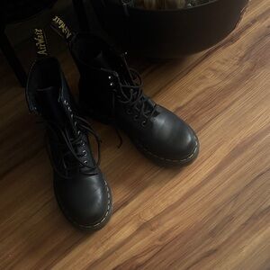 Dr. Martens Black Boots with Yellow Stitching